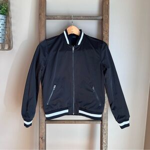 Blank NYS Reversible Black Eyelet Bomber Jacket